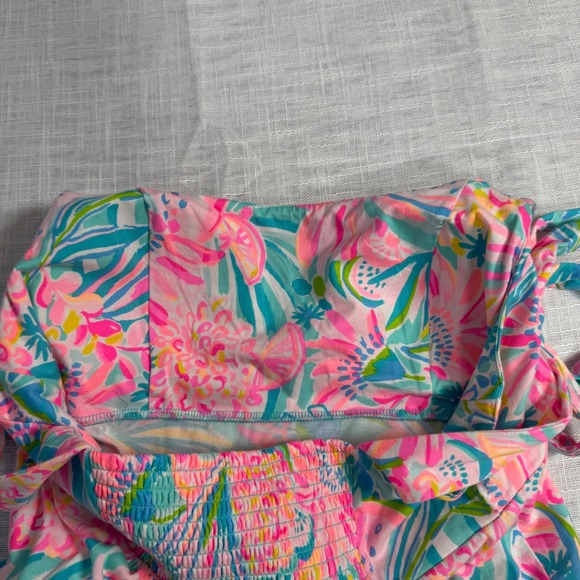 Lilly Pulitzer L‎ Maleka Maxi Dress Tropical Punch Floral Smocked Adjustable Tie - Picture 11 of 12